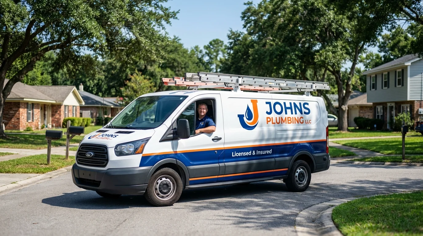 Johns Plumbing LLC service van in Danielsville, GA