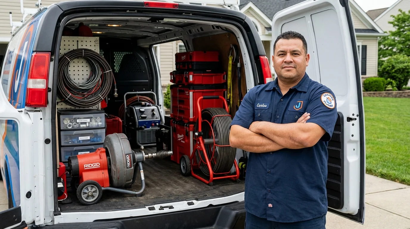 Professional drain cleaning equipment and Johns Plumbing LLC plumber in Danielsville