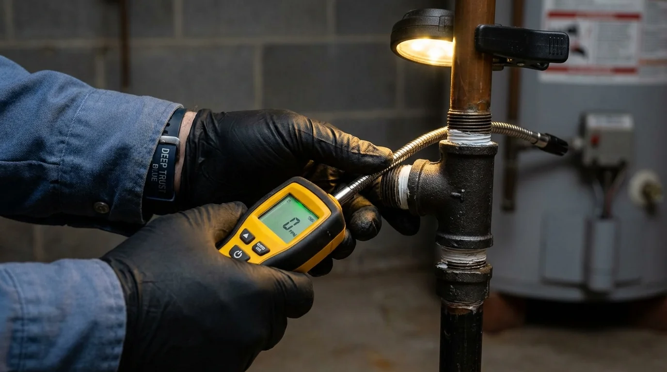 Gas leak detection with electronic sniffer by Johns Plumbing LLC in Danielsville