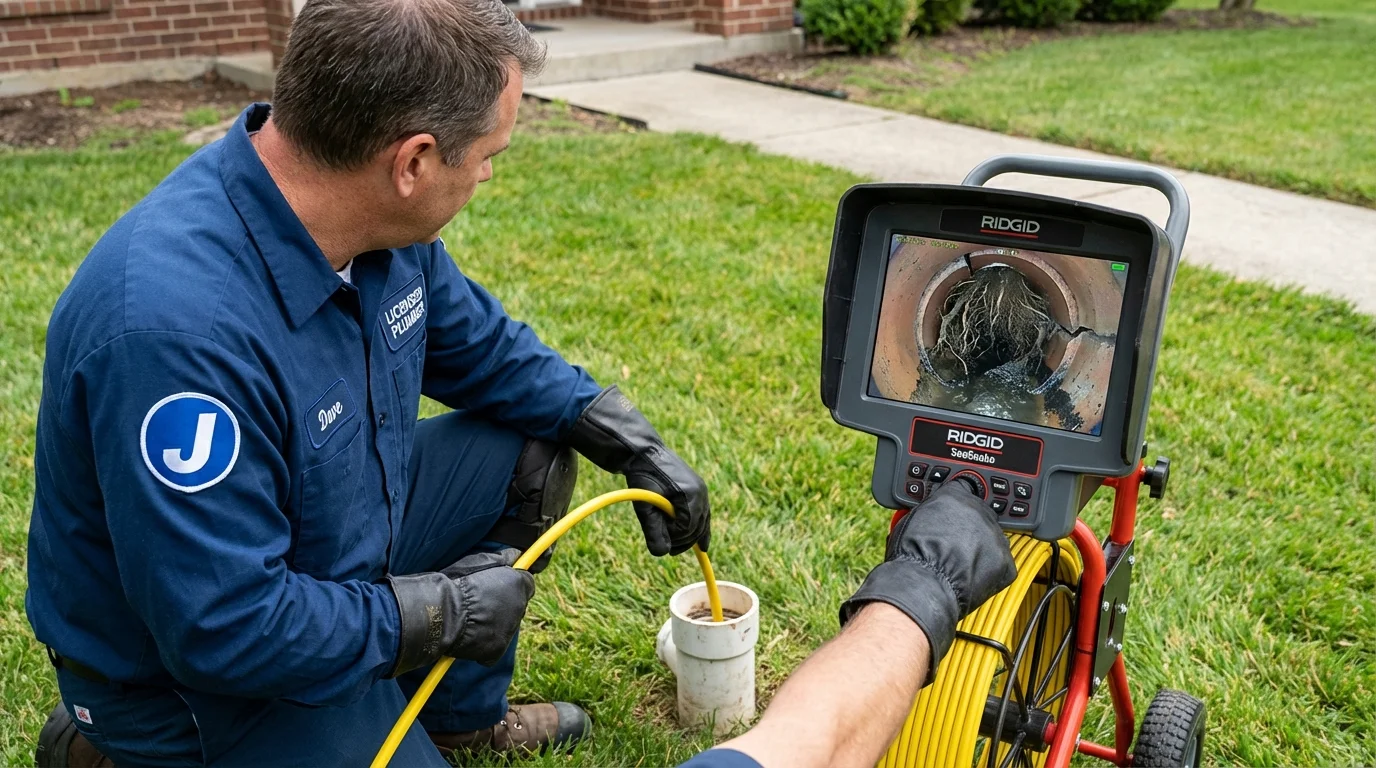 Sewer camera inspection being performed by Johns Plumbing LLC in Danielsville