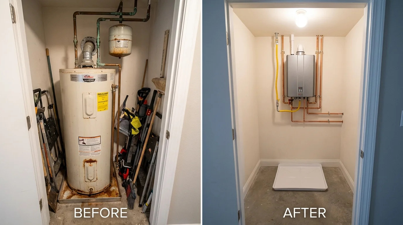 Tank water heater versus wall-mounted tankless unit comparison for Danielsville, GA homeowners