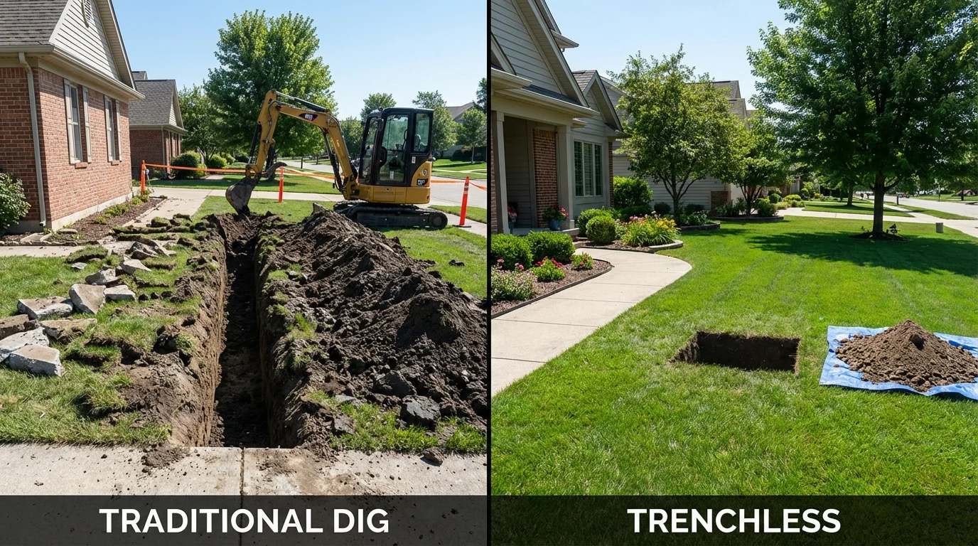 Trenchless sewer repair with minimal yard damage versus traditional excavation in Danielsville, GA